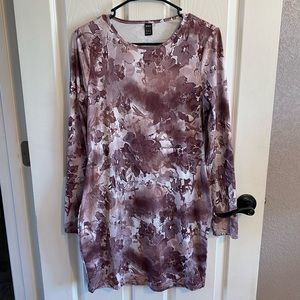Purple/Maroon Colored Long Sleeve Body Con Dress